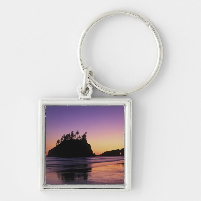 Chaveiro Second Beach em Twilight, Olimpiadas NP, WA, EUA (Frente)