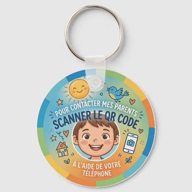 Chaveiro Sécurité Enfant QR Code Pour contacter parents (Frente)