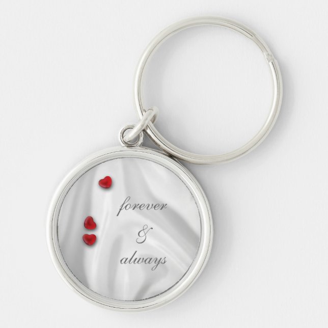 Chaveiro Seda branca e corações que Wedding (Frente)