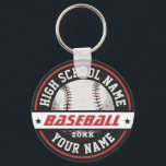 Chaveiro Segundo grau Baseball Club Personalizado Sports<br><div class="desc">Dons desportivos personalizados e mercadorias para a equipe desportiva escolar. Todos os textos são editáveis para ajustado da sua ocasião. A cor de fundo é editável usando a ferramenta design. Uma lembrança perfeita para o treinador escolar e mais velho graduados que também são atletas excelentes.</div>