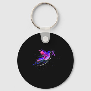 Chaveiro Segurando Fita Roxa Conscientização da Fibromialgi