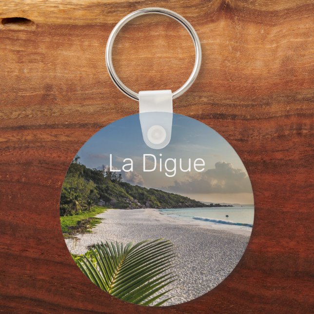 Chaveiro Seicheles La Digue Sunset Beach Souvenir (Frente)