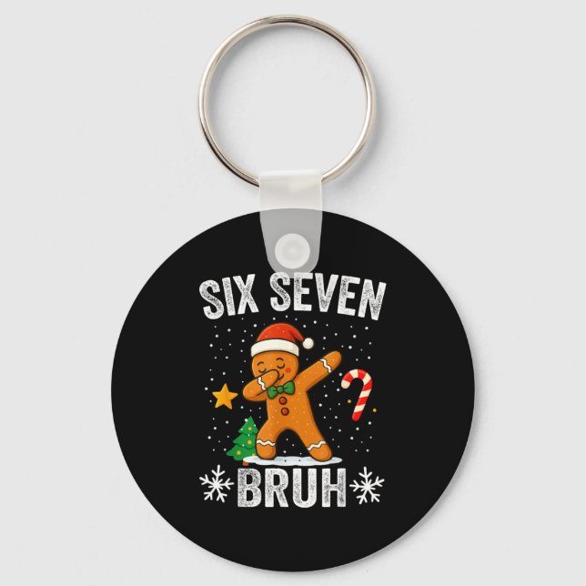 Chaveiro Seis Sete Bruh Pão de Mel Dabbing Natal Divertido (Frente)