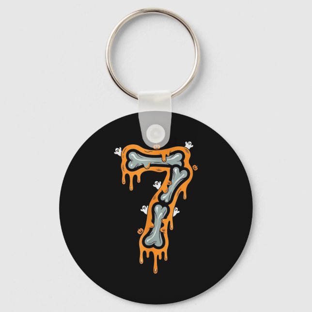 Chaveiro Seis Sete Meme 6 7 Esqueleto Fantasia de Halloween (Frente)