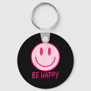 Chaveiro Seja feliz anos 70 80 sorriso cor-de-rosa face fel
