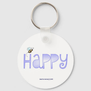 Chaveiro Seja Feliz - Uma Palavra Positiva - Redonda (Azul)