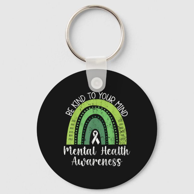 Chaveiro Seja gentil com sua mente, saúde mental, saúde, su (Frente)