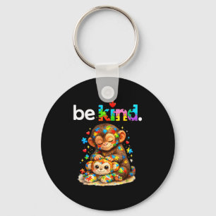 Chaveiro Seja gentil soco macaco puzzle colorido autismo