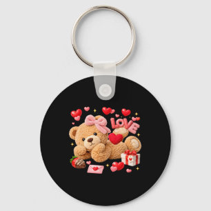 Chaveiro Seja Meu Namorado Urso de Amor de Fio de Crochê Fo