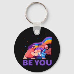 Chaveiro Seja você. LGBT+Orgulho. Sinalizador arco-íris