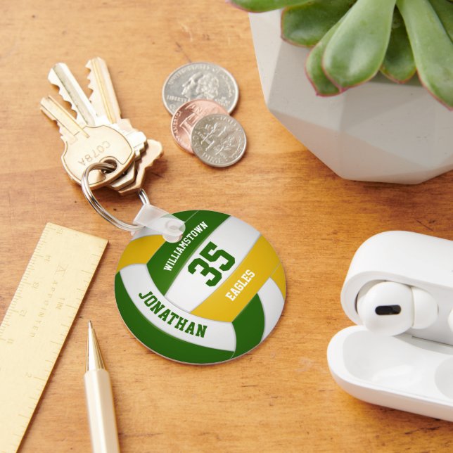 Chaveiro seleção de esporte de ouro verde cores voleibol fe (Mesa)