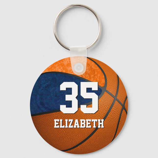 Chaveiro seleção de garotas de laranja azul de basquetebol (Frente)