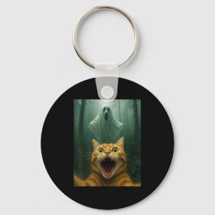 Chaveiro Selfie de Gato Assustado com Fantasma _ Fantasia D
