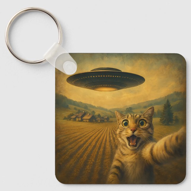 Chaveiro Selfie De Gato Com Presentes De Gato Engraçado De  (Frente)