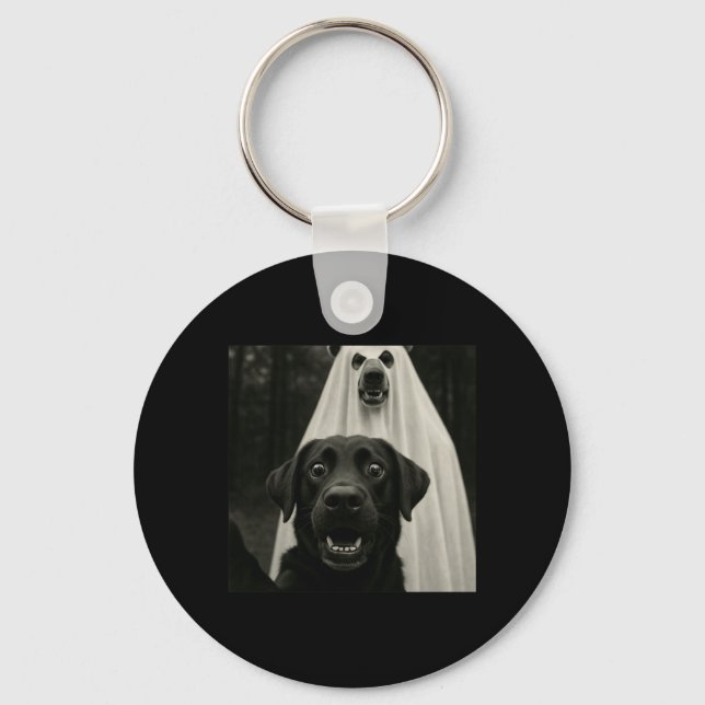 Chaveiro Selfie de Halloween do Black Lab com Fantasia de F (Frente)