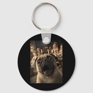 Chaveiro Selfie de Pug Engraçado Feminino Com Bonecas Assus