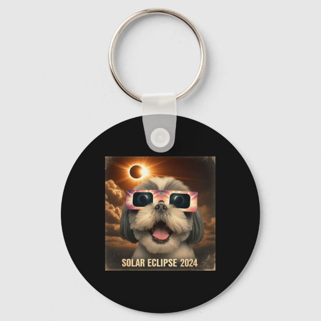 Chaveiro Selfie Shih Tzu Kids Mens Eclipse Solar (Frente)