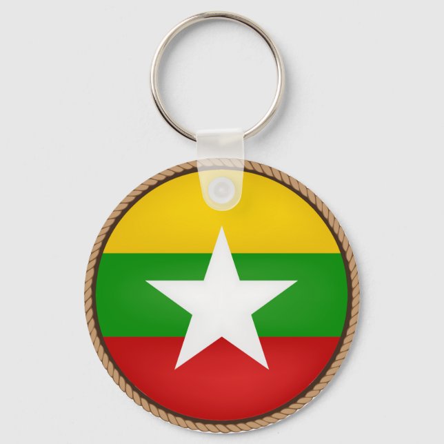 Chaveiro Selo da bandeira cool de Myanmar (Frente)