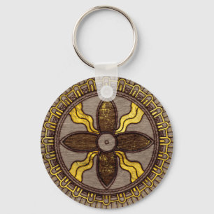 Chaveiro Selo de Shamash - a madeira queimou-se com acentos