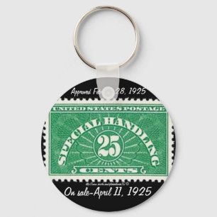 Chaveiro "Selo postal 'Manuseio Especial-1925-Vintage'"