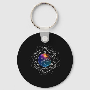 Chaveiro Semente da Vida Geometria Sagrada Galáxia Metafísi