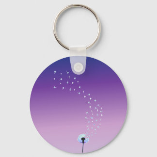 Chaveiro Sementes de Dandelion voando no vento - Roxo