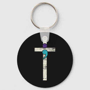 Chaveiro Semicolon Cross Mental Health Awarume Figurume Wa