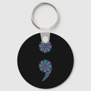 Chaveiro Semicolon Flor Suicídio Sensibilização Saúde Menta