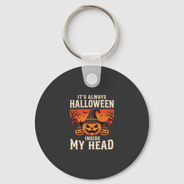 Chaveiro Sempre Design de Bruxa de Abóbora de Halloween_1 (Frente)