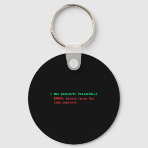 Chaveiro Senha123 divertido reutilizar erro terminal humor