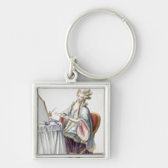 Chaveiro Senhora elegante em sua mesa de molho, placa 'de (Frente)
