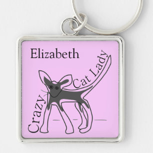 Chaveiro Senhora louca Engraçado Gato Personalized Projeto