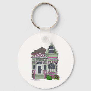 Chaveiro Senhora pintada Victorian - verde/rosa