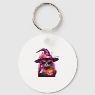 Chaveiro Sensibilização do Cancer Gato Fita Rosa do Hallowe