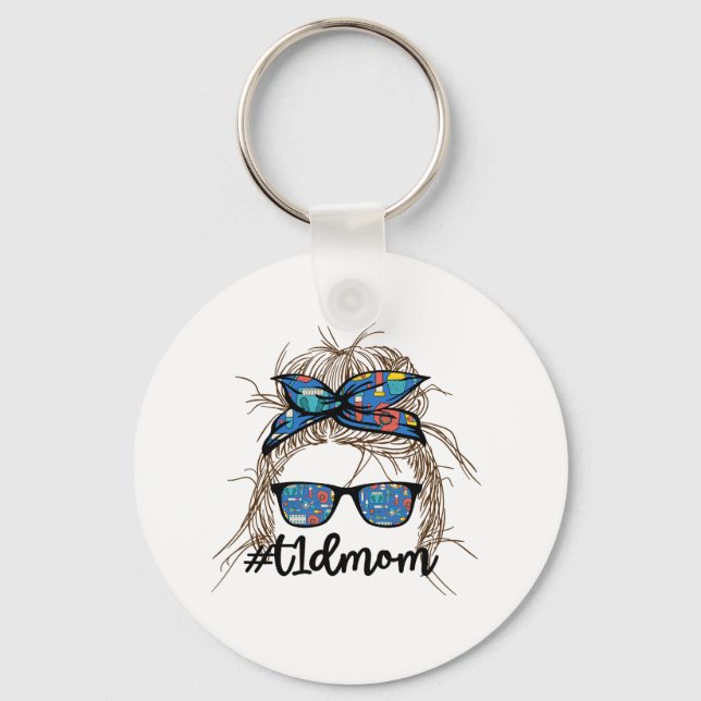 Chaveiro Sensibilização para a Diabetes Tipo 1 da Mãe T1D (Frente)