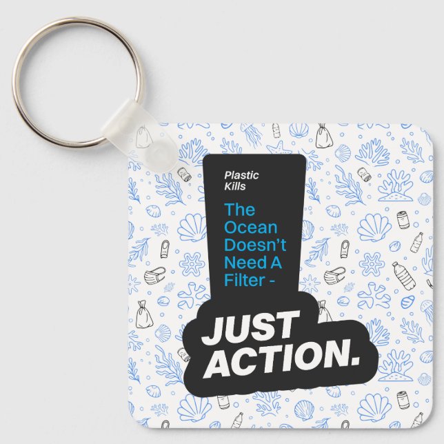 Chaveiro Sensibilização para a Poluição Plástica no Oceano (Frente)
