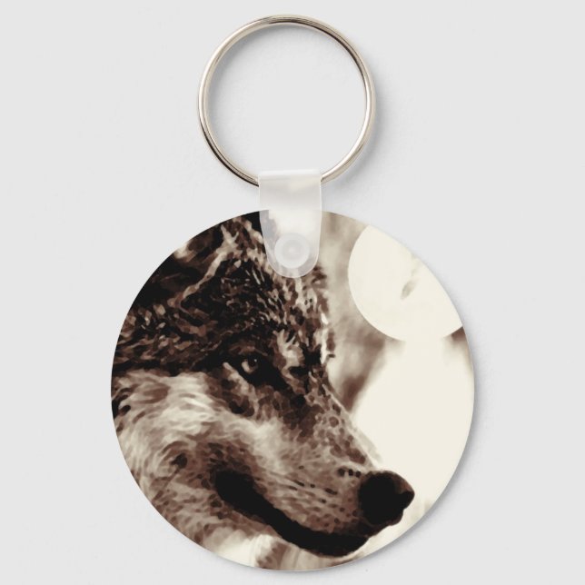 Chaveiro Sepia Wolf & Moon (Frente)