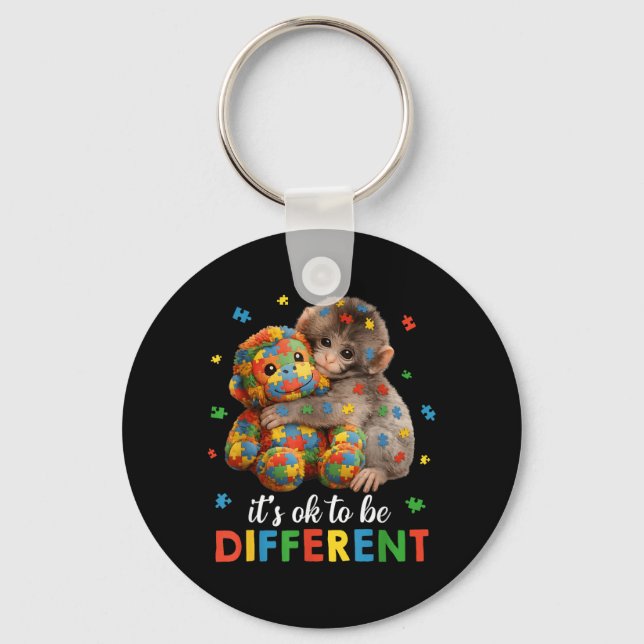 Chaveiro Ser Diferente Conscientização do Autismo Macaco So (Frente)