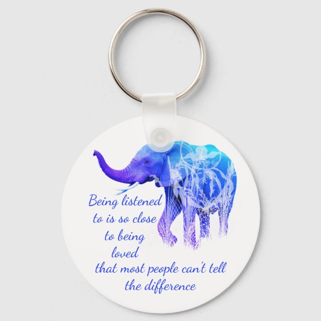 Chaveiro Ser ouvido como animal elefante de amor (Frente)