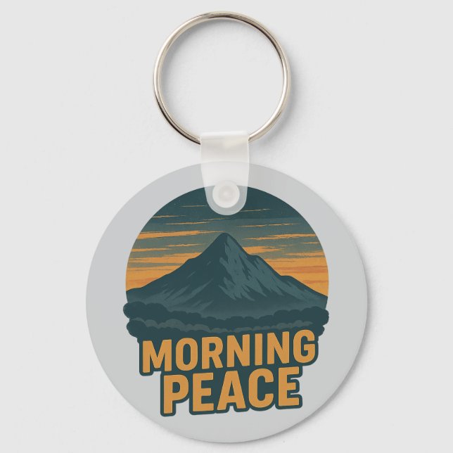 Chaveiro Serene Mountain Sunrise Retro Emblem (Frente)