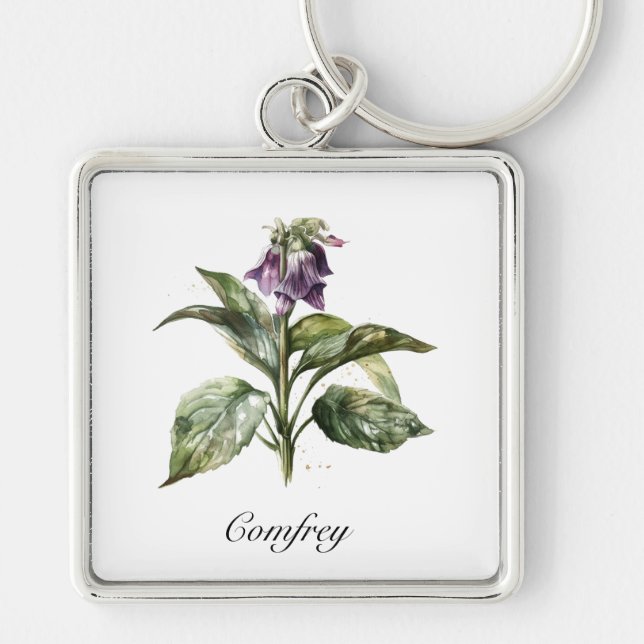 Chaveiro Serene Watercolor Comfrey, personalizada (Frente)