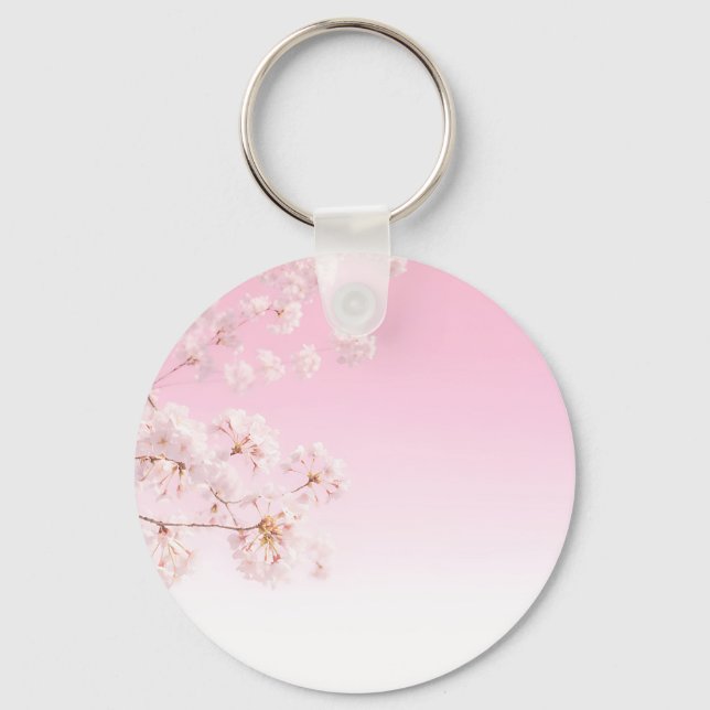 Chaveiro Serenidade da Primavera com Flor de Cerejeira Rosa (Frente)