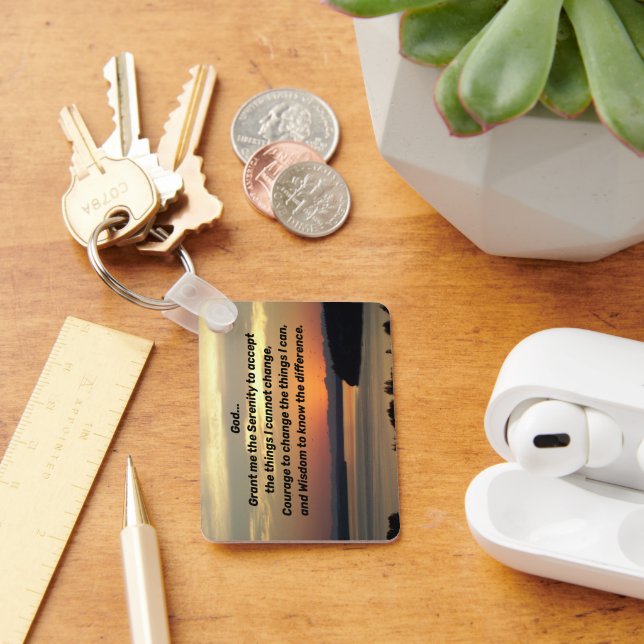 Chaveiro Serenity Prayer Orange Seascape Foto Sunset (Mesa)