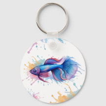 Chaveiro - Série Watercolor: Betta Fish