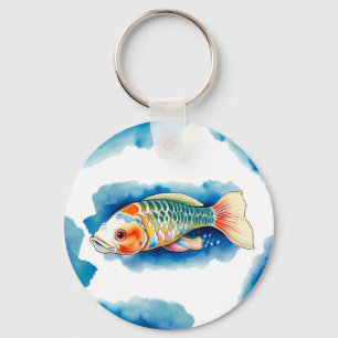 Chaveiro - Série Watercolor: Peixe Koi