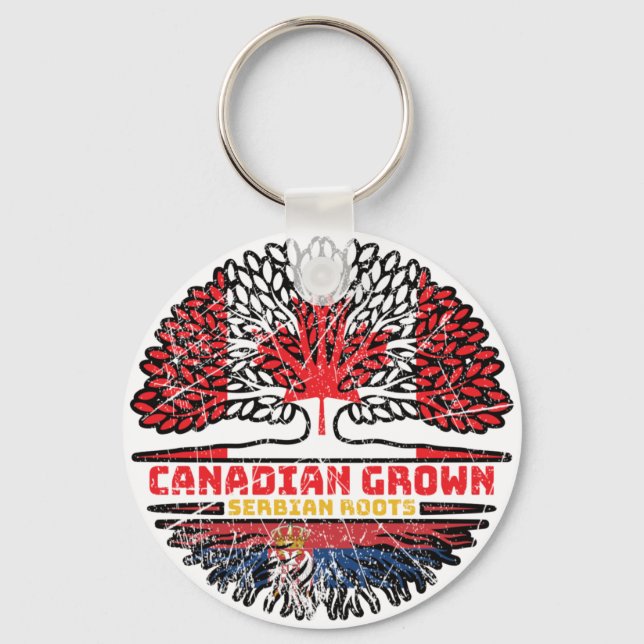 Chaveiro Sérvia Sérvio Canadense Canadá Árvore Bandeira (Frente)