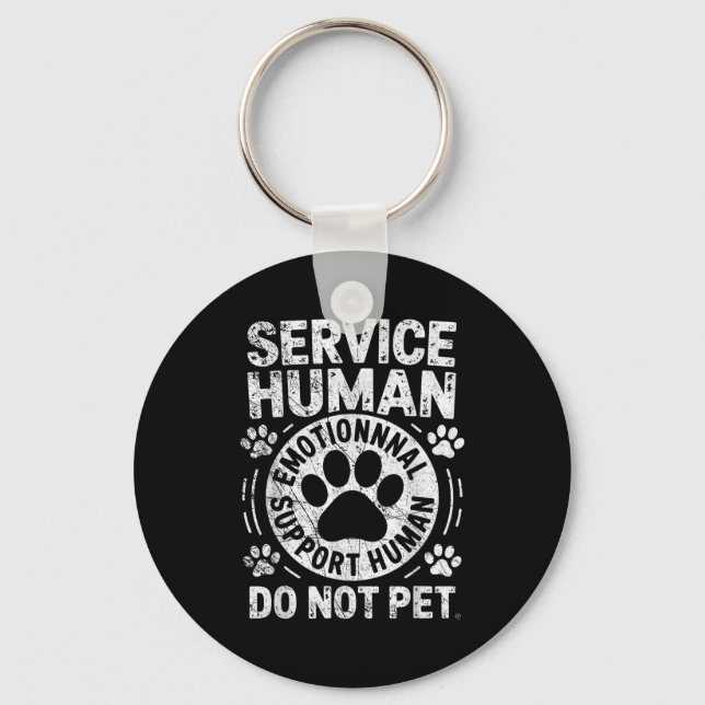 Chaveiro Service Dog Human Do Not Pet Funny Rescue Dog Owne (Frente)