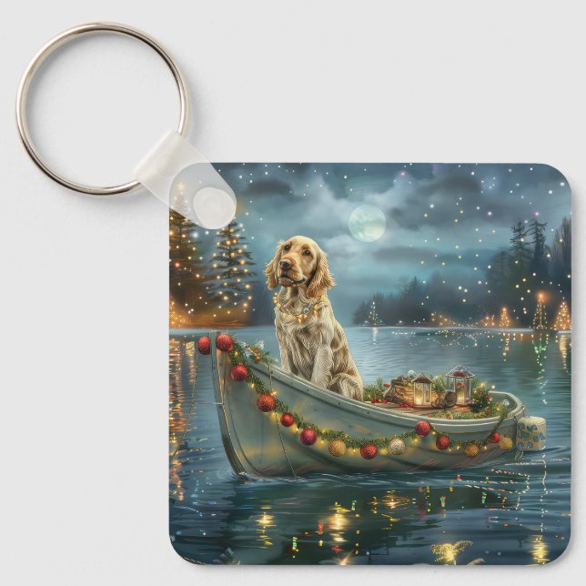 Chaveiro Setter Inglês Viagem Festiva de Natal  (Frente)