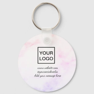 Chaveiro Seu logotipo aqui branco simples minimalista MÁRMO