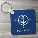 Chaveiro Seu nome de boi Compass Anchor Blue<br><div class="desc">Náutica Seu Nome De Barco Compass Anchor Chaveiro Azul</div>